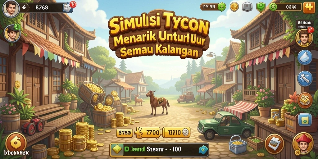 Screenshot menunjukkan gameplay Tycoon yang seru dan interaktif.