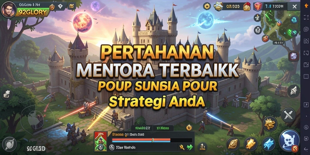 Tangkapan layar gameplay 92GLORY dengan aksi menara bertahan.