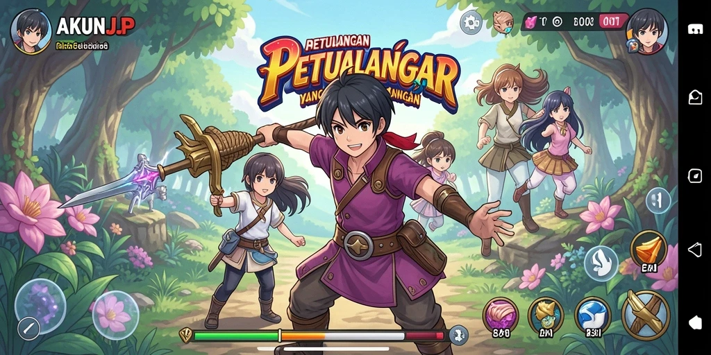 Tampilan gameplay <strong>AKUNJP</strong> yang menarik dengan karakter Anime yang beragam.