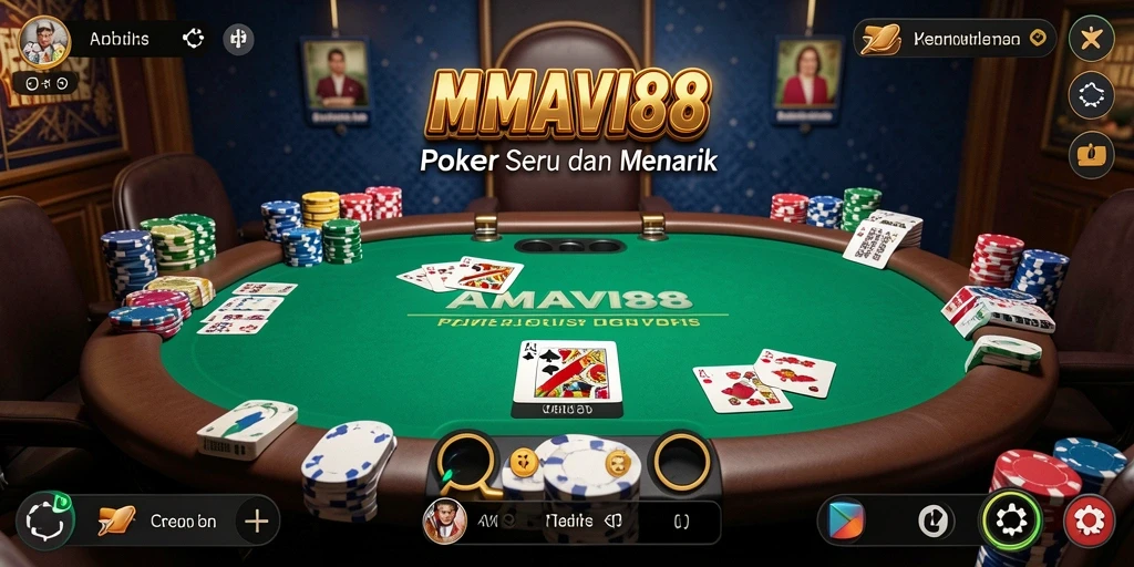 Screenshot gameplay AMAVI88 menampilkan aksi poker yang mendebarkan.