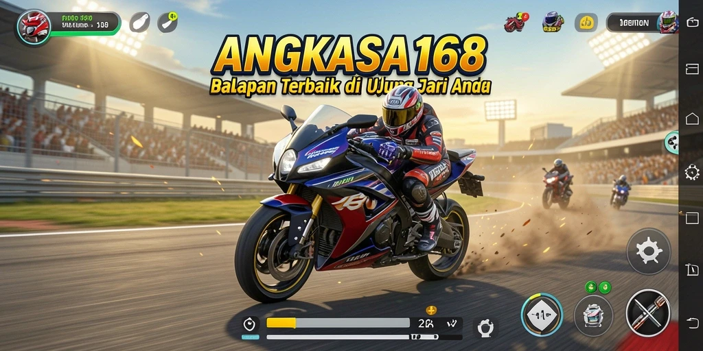 Screenshot utama ANGKASA168 menampilkan action balap motor yang mendebarkan.