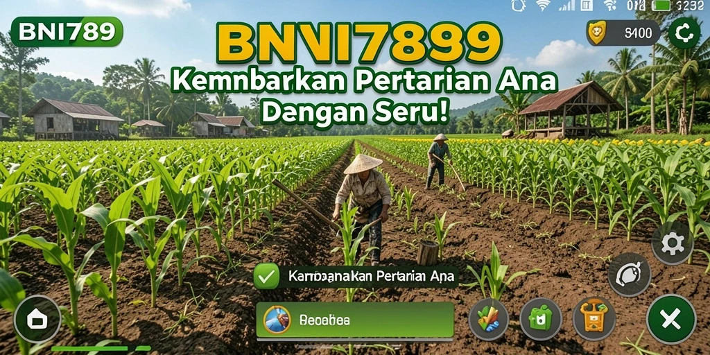 Screenshot gameplay BNI789 dengan kebun yang menarik dan interaksi hewan.