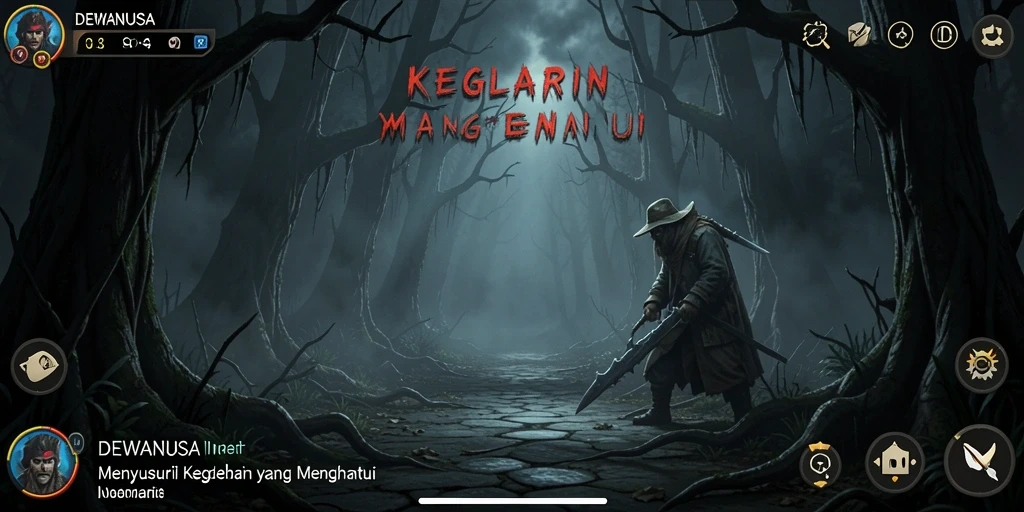 Screenshot gameplay DEWANUSA yang menampilkan suasana yang menegangkan.