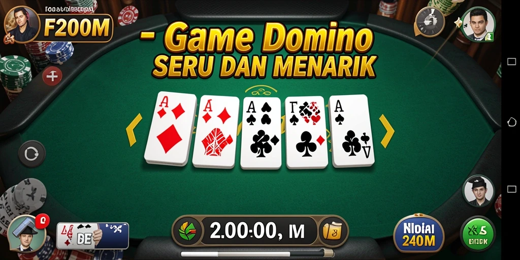 Screenshot F200M menampilkan keseruan gameplay Domino yang menarik.