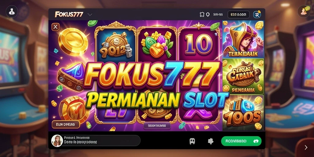 Screenshot utama gameplay FOKUS777 yang menampilkan mesin slot yang fantastis.