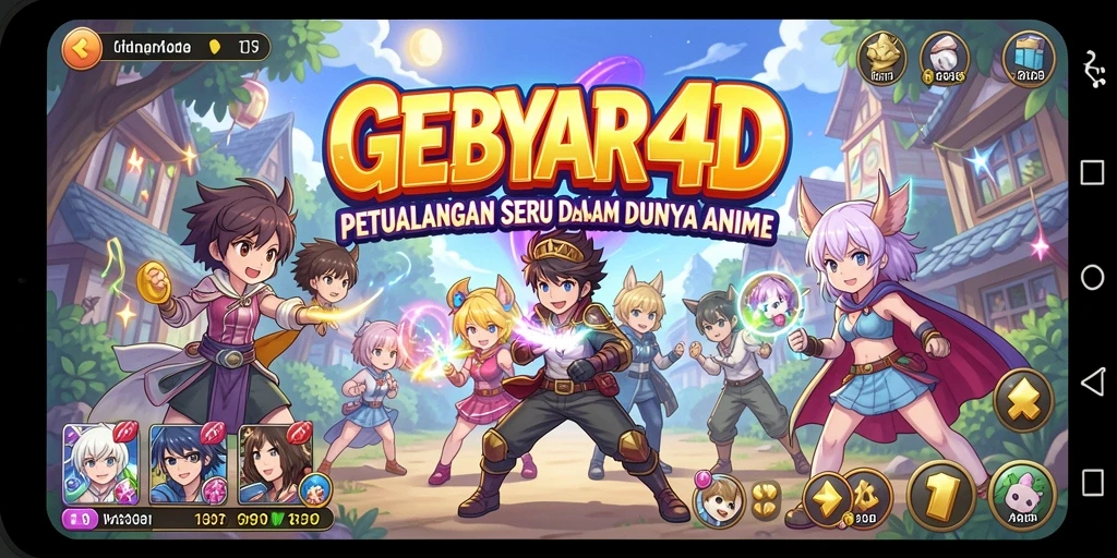 Tampilan gameplay GEBYAR4D yang menakjubkan dengan karakter Anime.