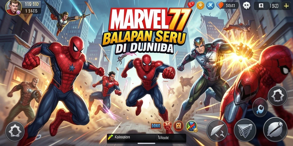 Gameplay balap seru dengan karakter Marvel yang ikonik.