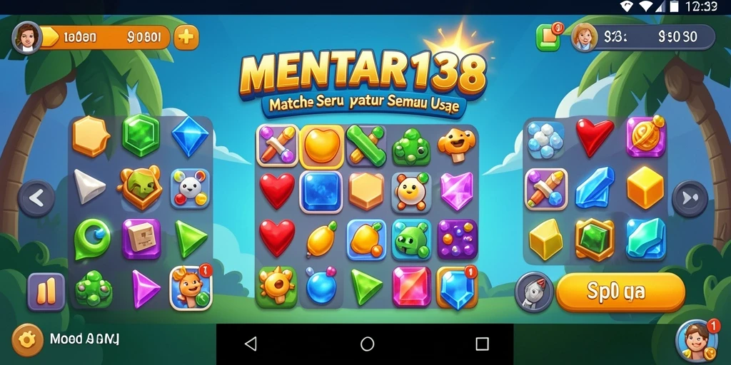 Tangkapan layar MENTARI138 menampilkan pemain yang sedang mencocokkan permata.