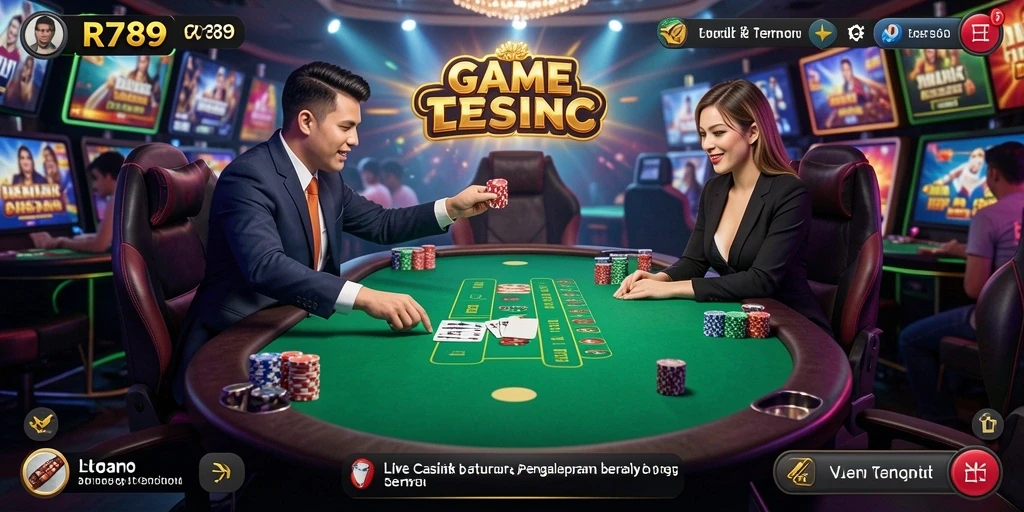 Gameplay menarik di aplikasi Live Casino RR789 dengan dealer langsung.