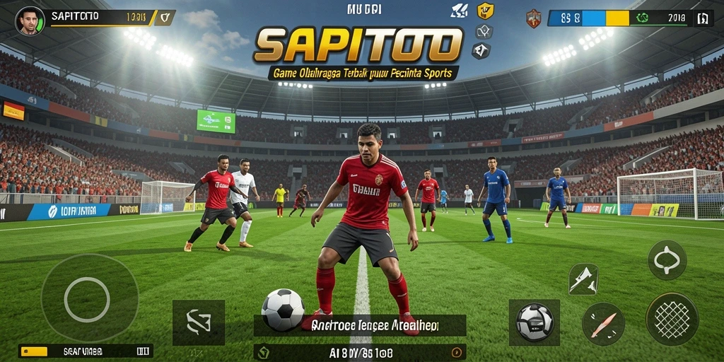 Screenshot utama SAPITOTO menampilkan aksi seru di lapangan olahraga.