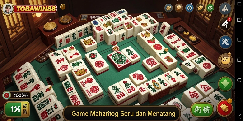 Tangkapan layar utama TOBAWIN88 menampilkan gameplay Mahjong yang seru dan penuh warna.